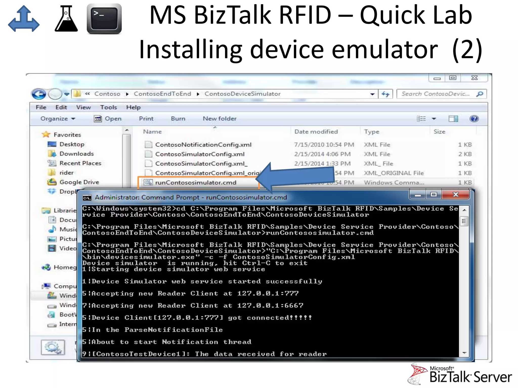 MS BizTalk RFID – Quick Lab 
Installing device emulator (2) 
 