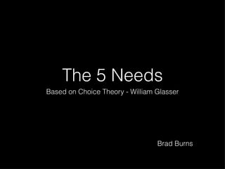 The 5 Needs ,[object Object],Brad Burns 