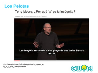 Los Pelotas




http://www.ted.com/talks/lang/es/terry_moore_w
hy_is_x_the_unknown.html
 