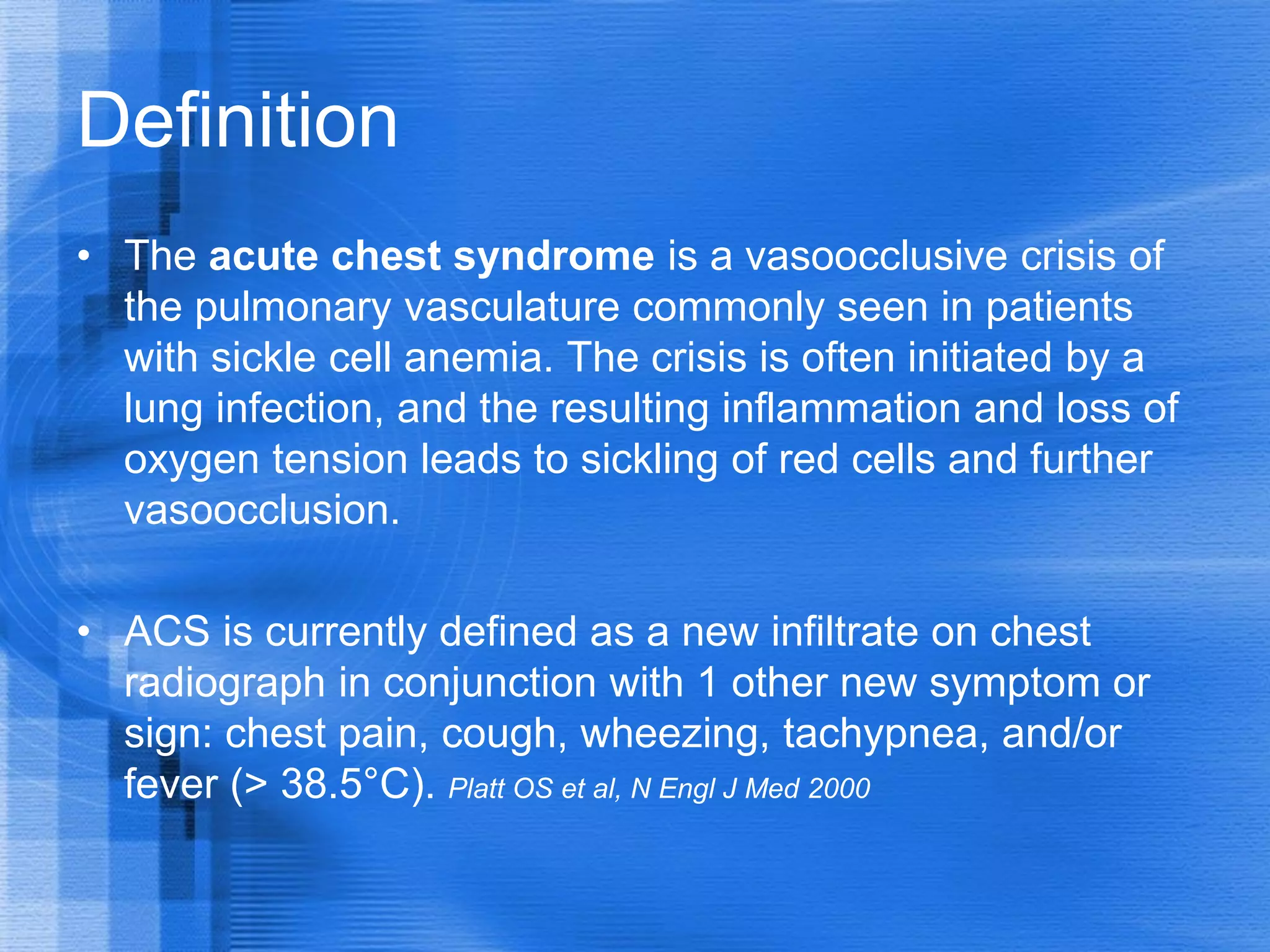 Acute Chest Syndrome of Sickle Cell Anemia | PDF