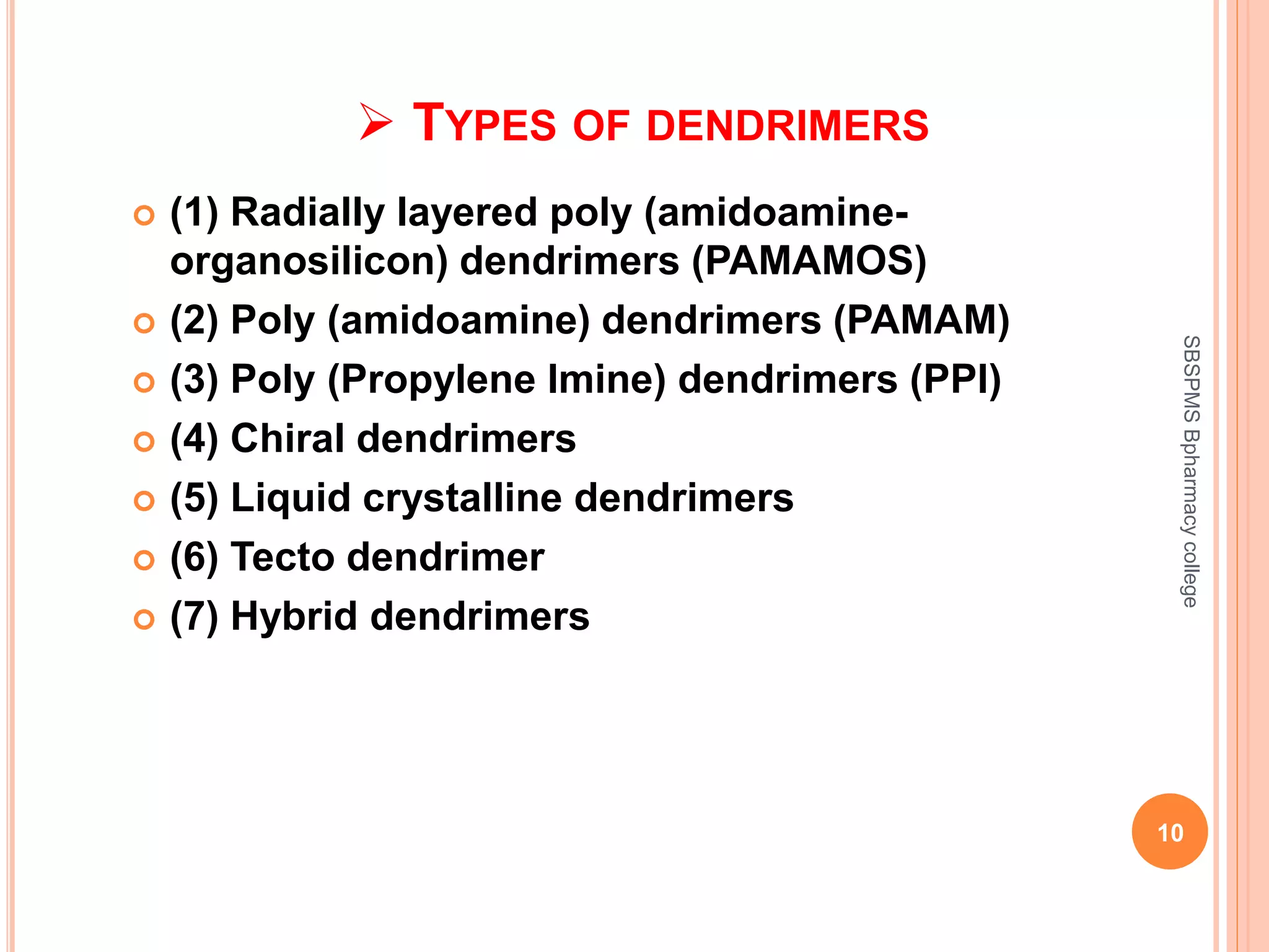 Dendrimer - A Novel Carrier in Drug Delivery System | PPTX
