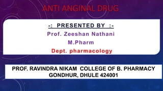 -: PRESENTED BY :-
Prof. Zeeshan Nathani
M.Pharm
Dept. pharmacology
PROF. RAVINDRA NIKAM COLLEGE OF B. PHARMACY
GONDHUR, DHULE 424001
 
