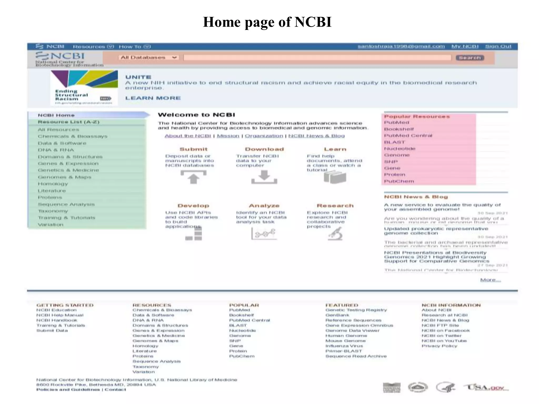 Home page of NCBI
 