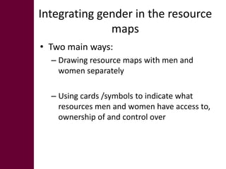 Tools for gender and livelihood analysis