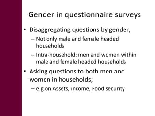 Tools for gender and livelihood analysis