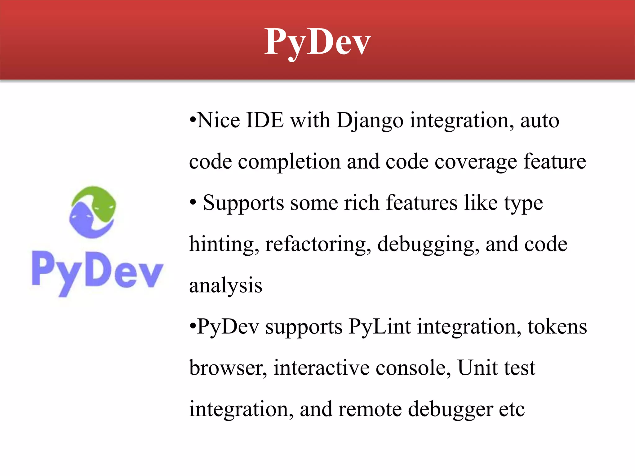 Best Python IDEs | PPT | Free Download