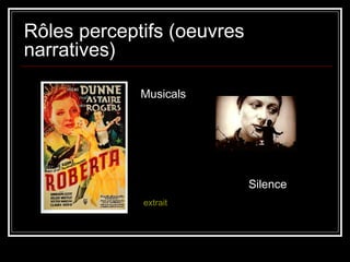 Rôles perceptifs (oeuvres narratives) Musicals extrait Silence 