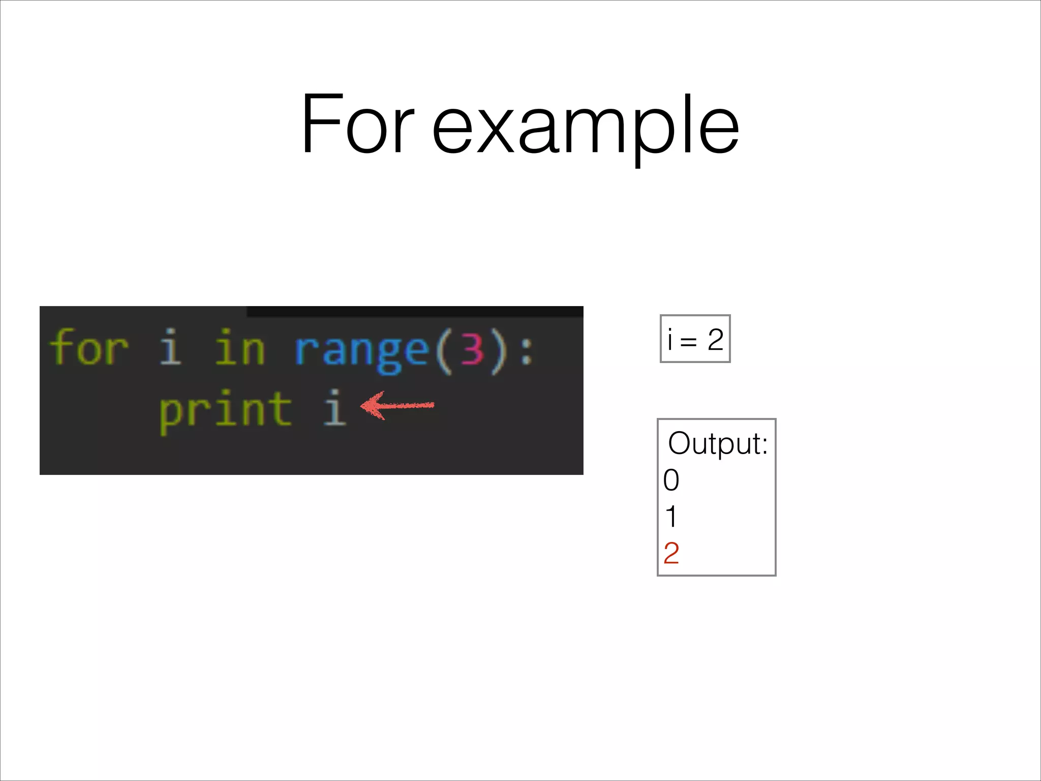 For example
i = 2
Output:
0
1
2
 