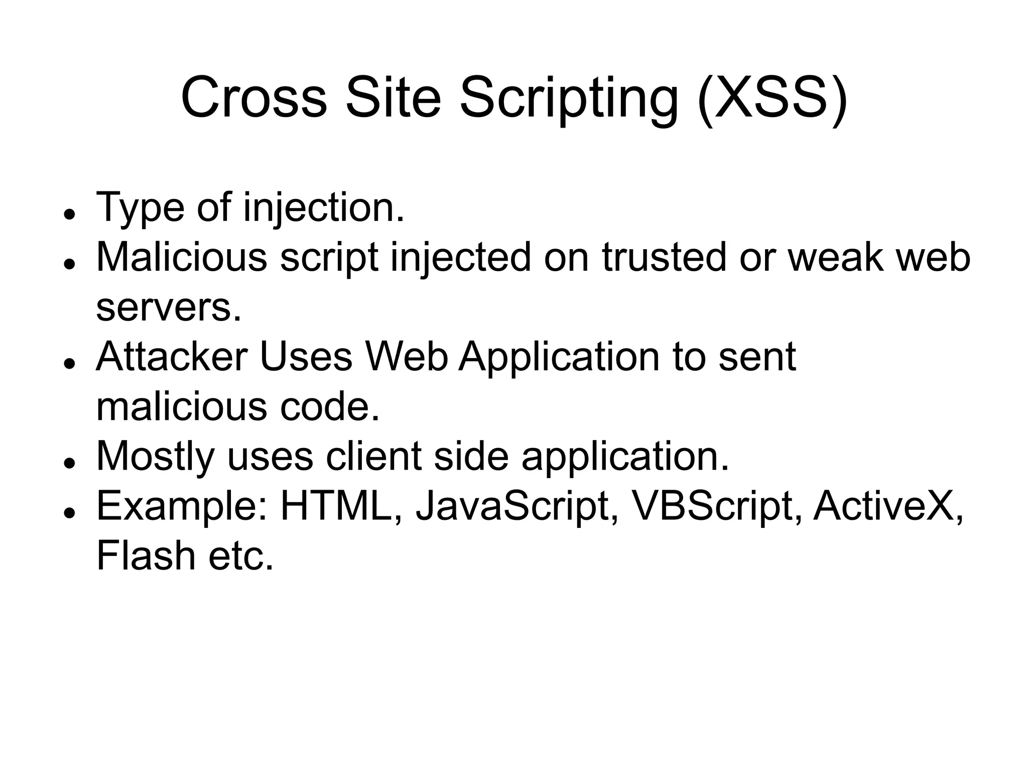 Cross Site Scripting (XSS) | PPTX | Web Development | Internet