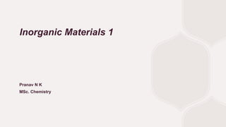 Inorganic Materials 1
Pranav N K
MSc. Chemistry
 