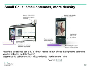 Small Cells: small antennas, more density
52
Source: 01net
reduire la puissance par 2 ou 5 (reduit risque lie aux ondes et augmente duree de
vie des batteries de telephones)
augmenter le debit montant – niveau d’onde maximale de 1V/m
 