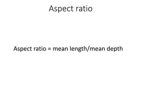 Aspect ratio
Aspect ratio = mean length/mean depth
 