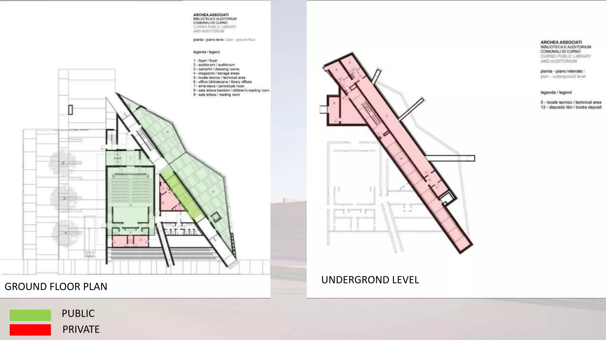 PUBLIC
PRIVATE
GROUND FLOOR PLAN
UNDERGROND LEVEL
 
