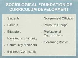 Students
Parents
Educators
Research Community
Community Members
Business Community
Government Officials
Pressure Groups
Professional
Organizations
Governing Bodies
 