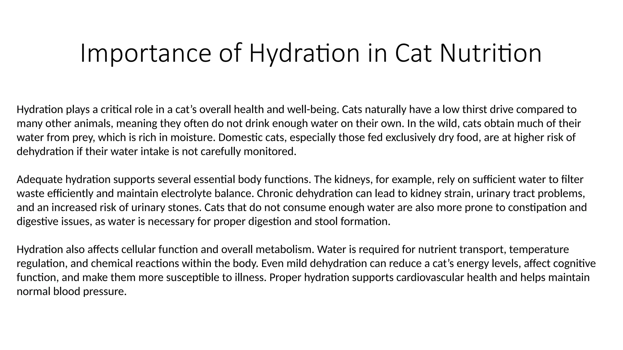 Snapshot of Role Of Hydration In Feral Cat Uti Prevention