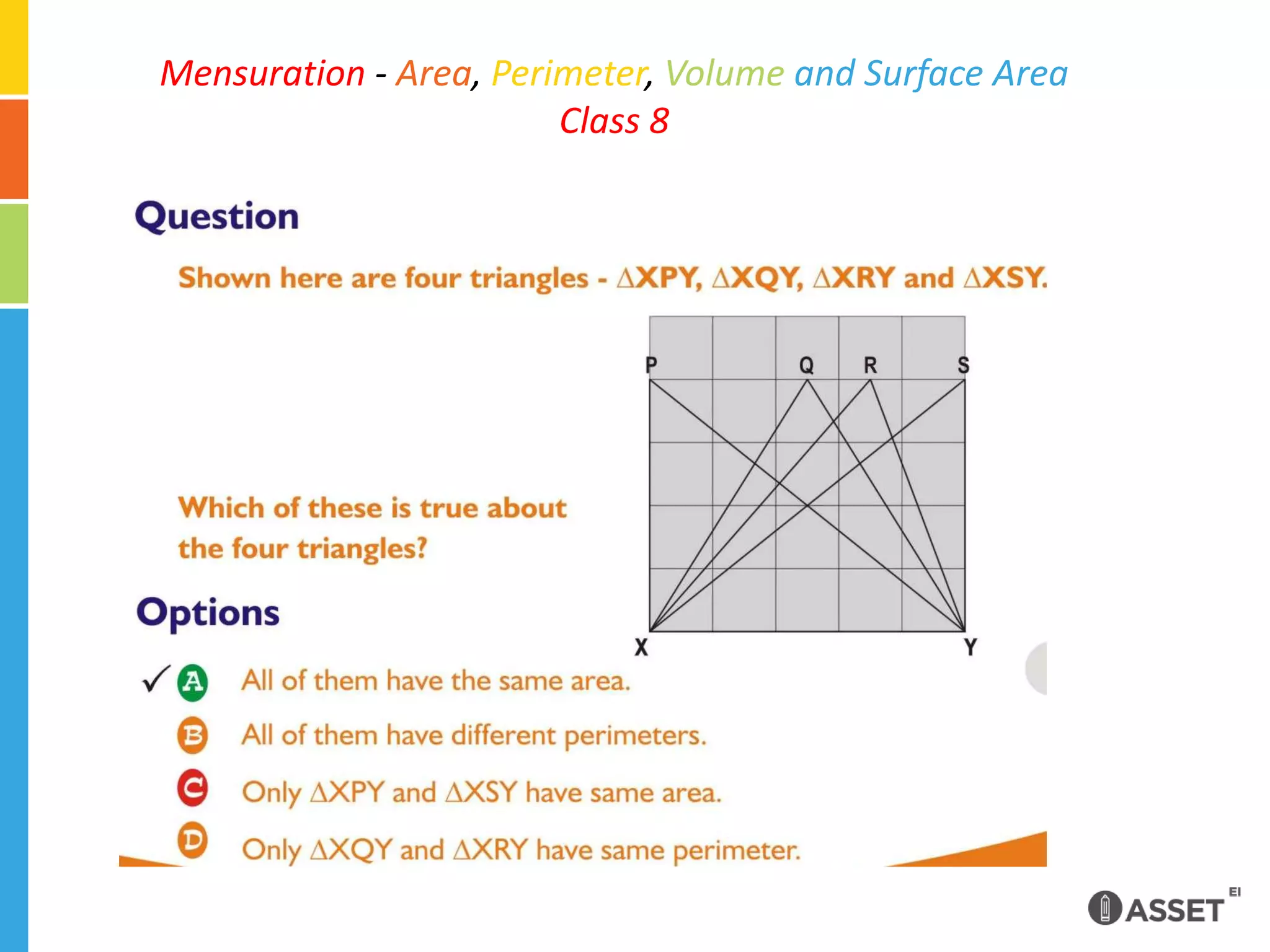 Mensuration - Area, Perimeter, Volumeand Surface Area Class 8