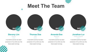 Meet The Team
A wonderful serenity has taken
possession of my entire soul, like
these sweet mornings
Stevany Lim
A wonderful serenity has taken
possession of my entire soul, like
these sweet mornings
Thomas Doe
A wonderful serenity has taken
possession of my entire soul, like
these sweet mornings
Amanda Doe
A wonderful serenity has taken
possession of my entire soul, like
these sweet mornings
Jonathan Lur
Director CEO Marketing Graphic Designer
 