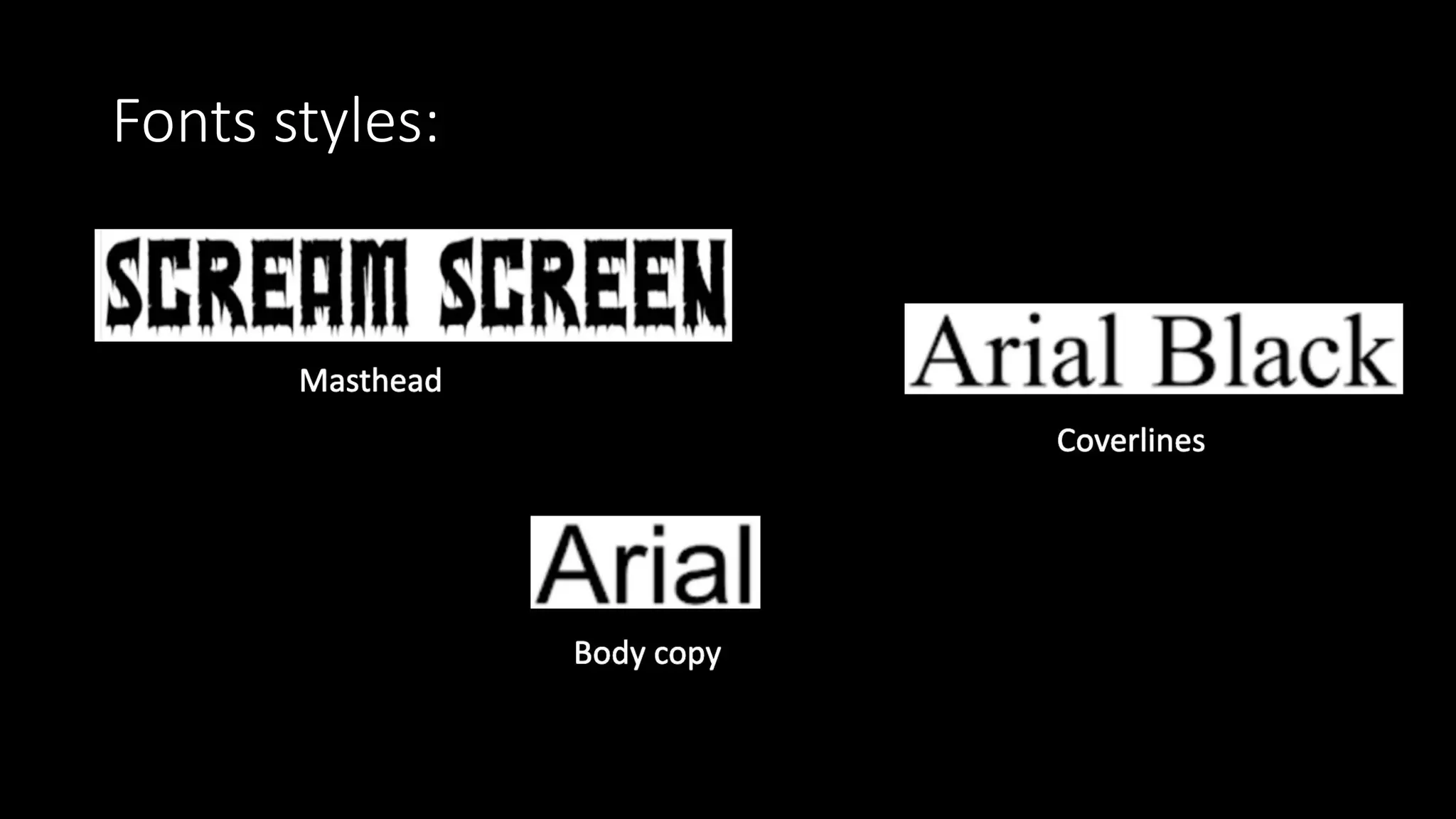 Fonts styles:
 