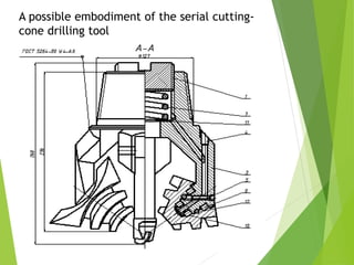 A possible embodiment of the serial cutting-
cone drilling tool
 