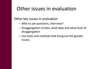 Gender in monitoring, evaluation and impact assessment