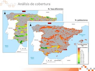 Análisis de cobertura
N. Taxa diferentes
N. poblaciones
 