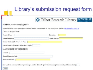 Library’s submission request form
 
