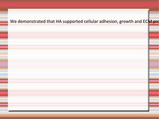 We demonstrated that HA supported cellular adhesion, growth and ECM production in vitro, and the HA-ECM constructs significantly enhanced calvarial  bone repair (p<0.05, Mann-Whitney U test), compared to HA alone, despite the significantly increased number of CD68+ macrophages, and foreign body giant cells (p<0.05, Mann-Whitney U test). Selective accumulation of BSP, OPN and periostin  was observed at the tissue-HA interfaces. In conclusion, in vitro-derived ECM mimics the native bone matrix, enhances the osteogenic  properties of the HA microparticles , and might modulate the local inflammatory response in a bone repair-favorable way. Our findings highlight the ability to produce functional HA-ECM constructs for bone tissue engineering applications. 