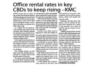 Office rental rates in key CBDs to keep rising –KMC
