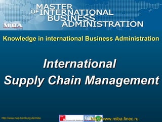 Knowledge in international Business Administration International  Supply Chain Management 