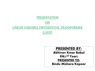 PRESENTATION ON LVDT | PPT