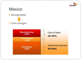 Mexico
 Incorporation
 Cost synergies

 