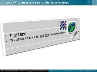 22Ma, Friák, Neugebauer, Raabe, Roters: phys. stat. sol. B 245 (2008) 2642
Discrete FFTs, stress and strain; different ani...