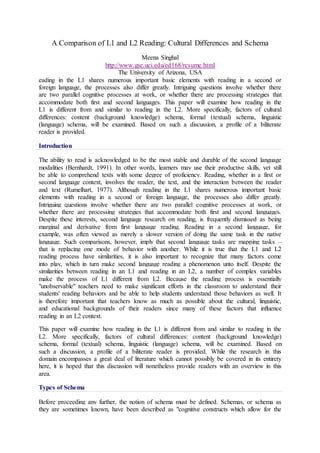 Presentation a comparison of l1 and l2 reading | DOCX