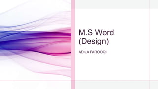 how to use design option in Microsoft word | PPTX
