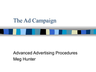 The Ad Campaign Advanced Advertising Procedures Meg Hunter 