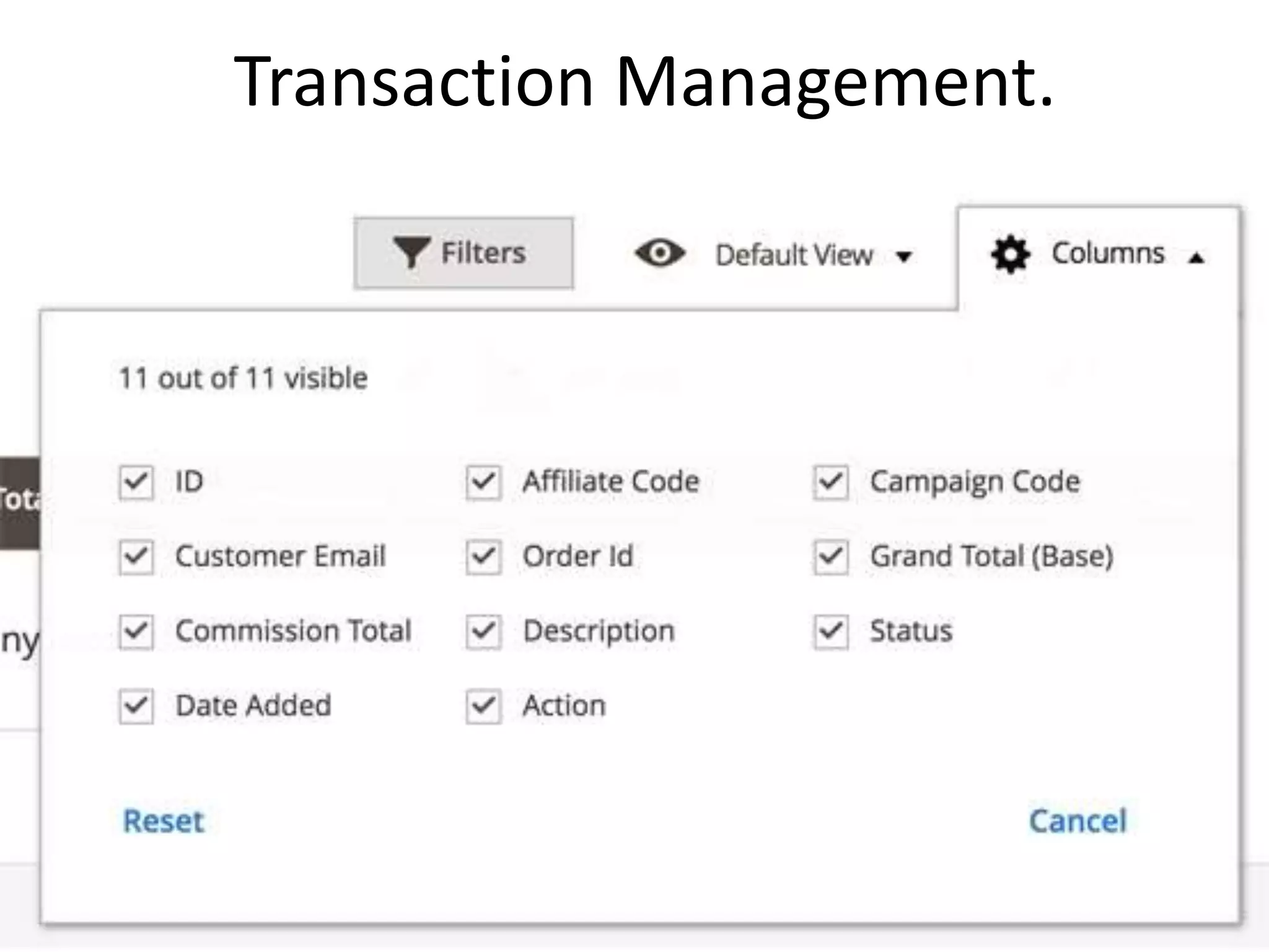 Transaction Management.