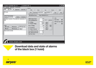 Download data and state of alarms
of the black box (1 hoist)



                                    ALM 100N
                                    BlackBox
 