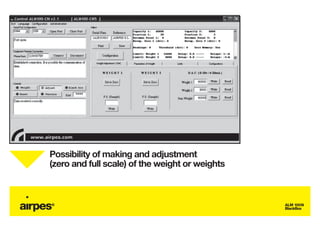 Possibility of making and adjustment
(zero and full scale) of the weight or weights



                                                 ALM 100N
                                                 BlackBox
 