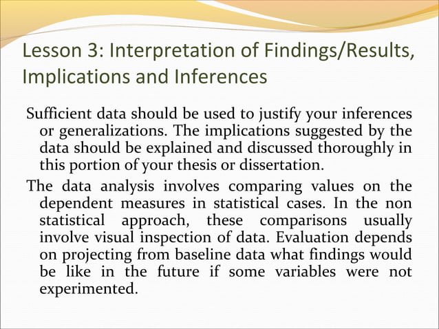 Presentation and analysis and interpretation of data