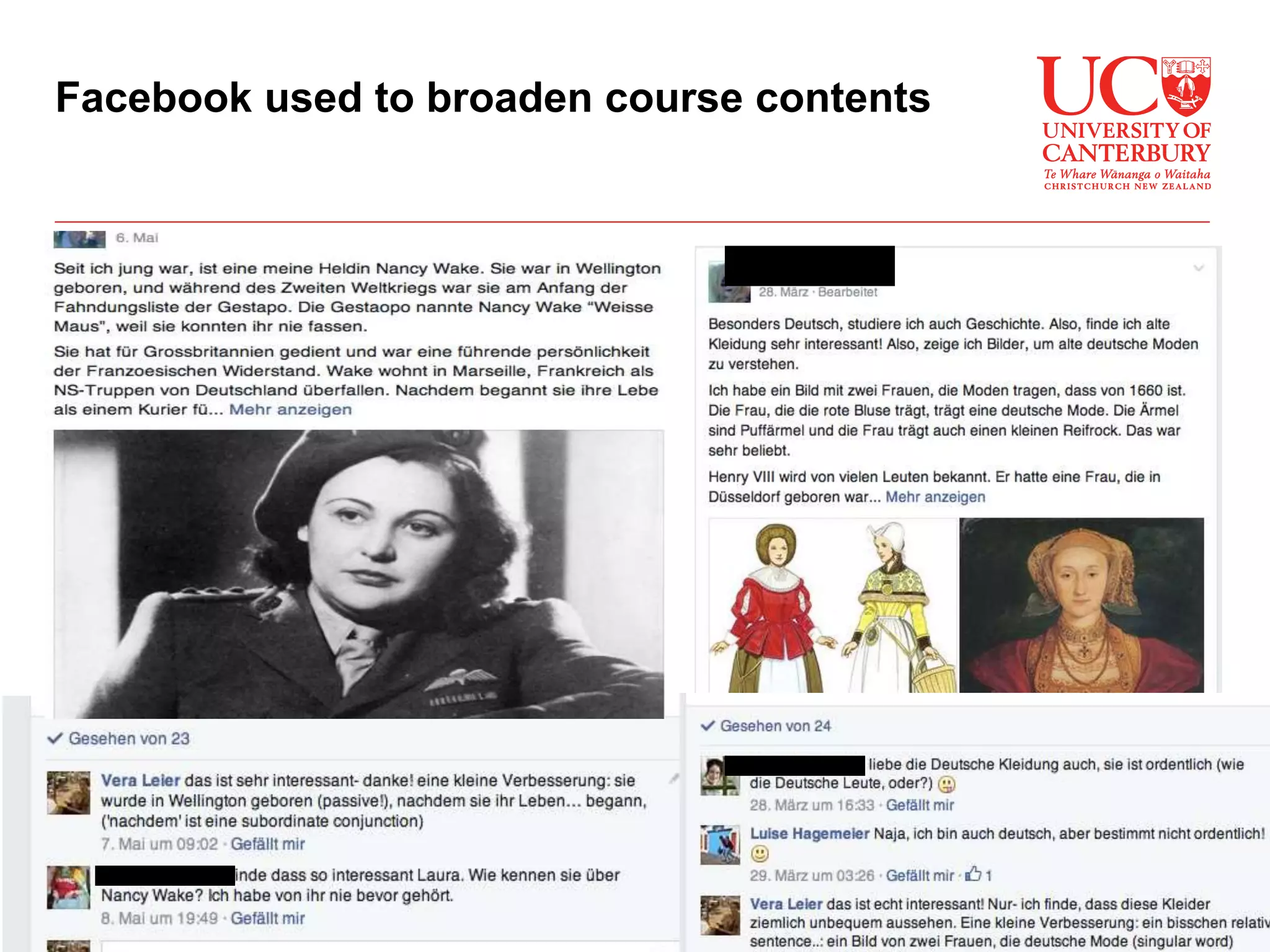 Facebook used to broaden course contents
 