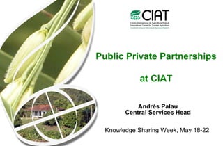 Título 1 ,[object Object],Public Private Partnerships  at CIAT Andrés Palau Central Services Head Knowledge Sharing Week, May 18-22  