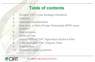 Public Private Partnerships at CIAT