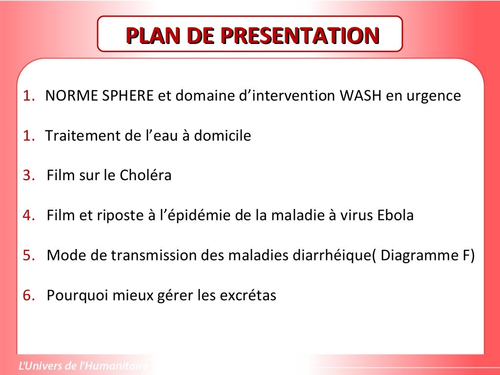 Presentation (apercu sur quelques activites wash en urgence)