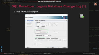 Agile Oracle Datenbank-Modellierung und -EntwicklungAgile Oracle Datenbank-Modellierung und -Entwicklung
@develishdevelop #APEXCONN20 #AgileOracleDatabase
SQL Developer: Legacy Database Change Log (1)
1. Tools → Database Export



10.10
 