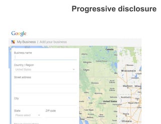 Progressive disclosure
 