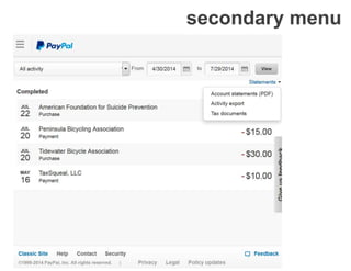 secondary menu
By right clicking, user reveals a menu
 