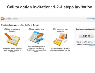 Call to action invitation: 1-2-3 steps invitation
 