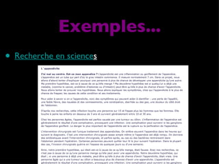 Recherche en science s Exemples... 