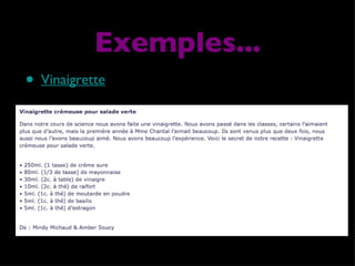 Vinaigrette Exemples... 