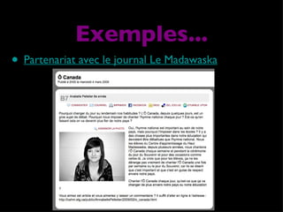 Partenariat avec le journal Le Madawaska Exemples... 